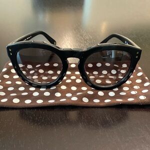 Black Round Sunglasses with Polka Dot Case
